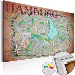 Arkiio Hamburg [Cork Map] 60x40 Väggdekor